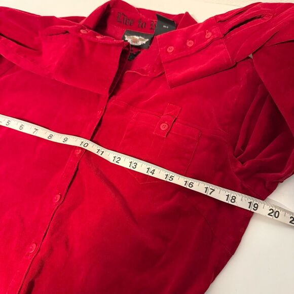 Vintage Harley-Davidson Embroidered Corduroy Red Long Sleeve Button-Down Top Siz - Picture 8 of 8